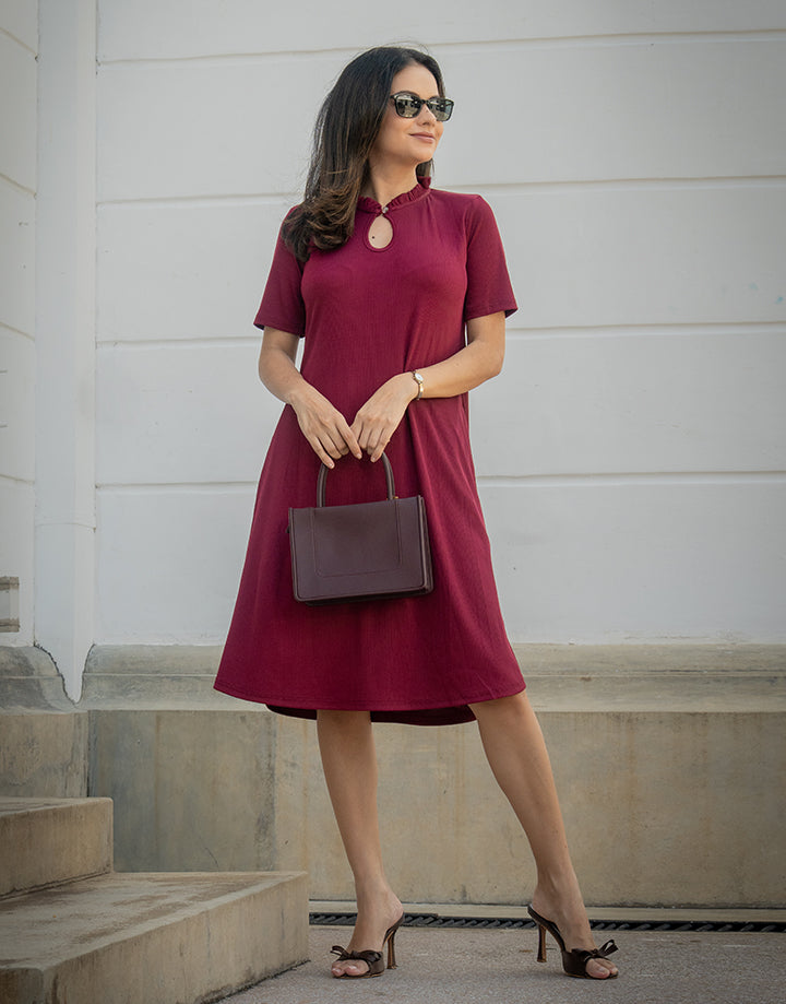 Short Sleeve Front Keyhole Dress