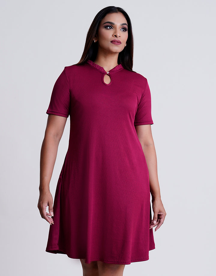Short Sleeve Front Keyhole Dress
