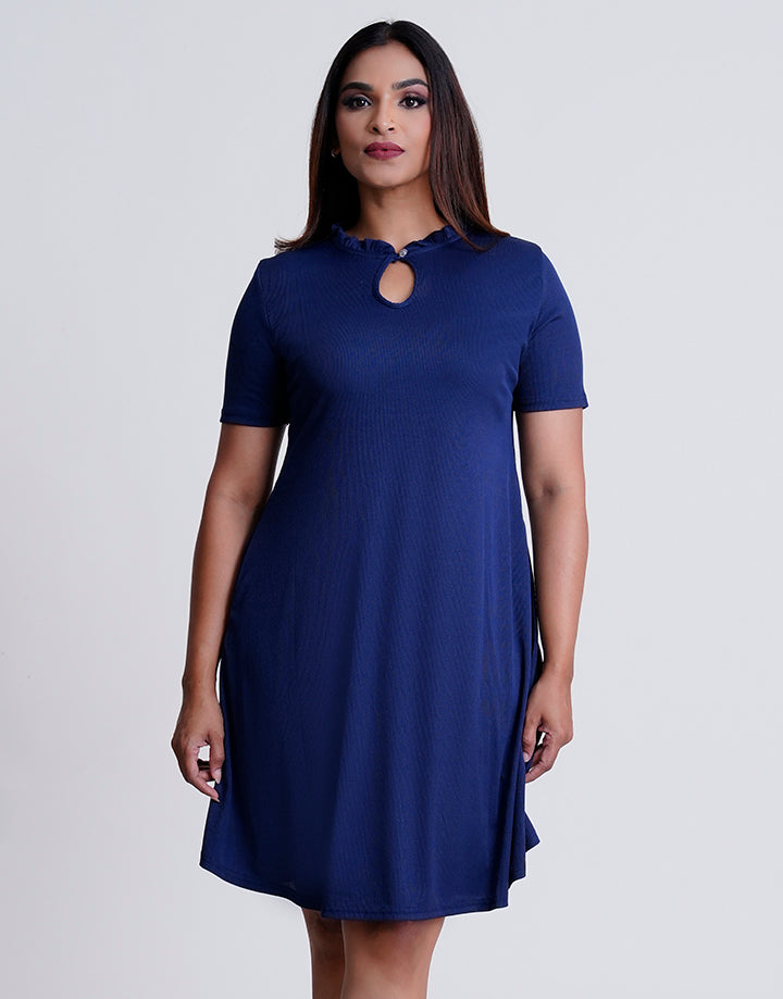 Short Sleeve Front Keyhole Dress