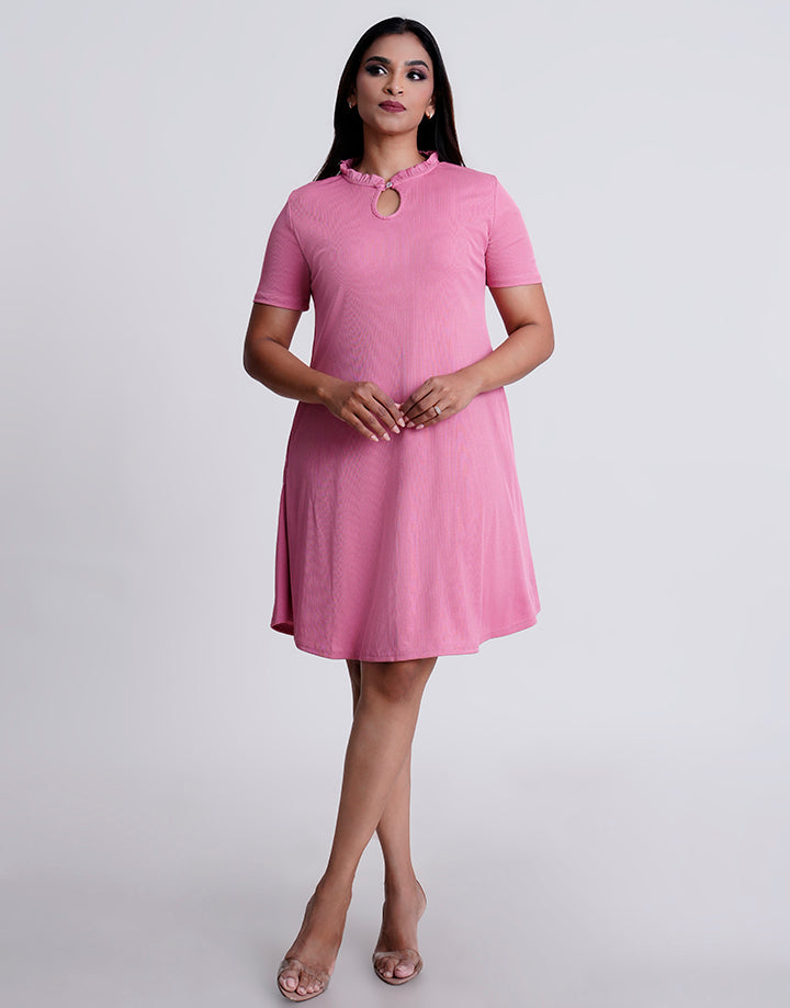 Short Sleeve Front Keyhole Dress