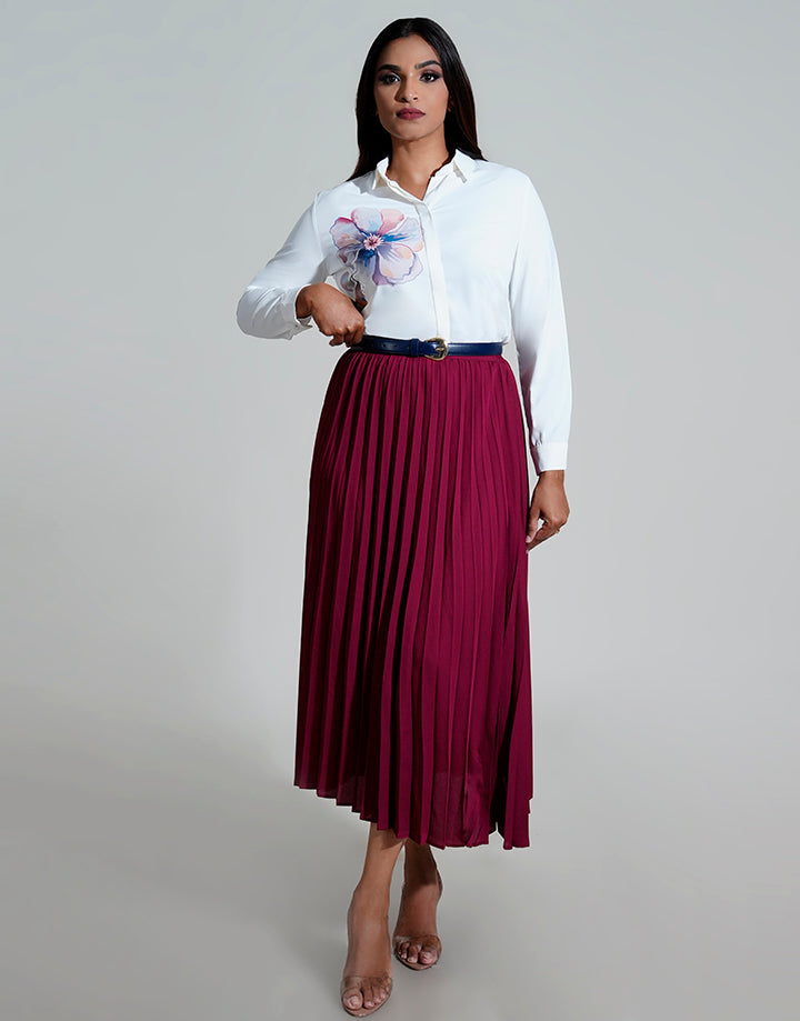 Button Down Blouse with Screen Print