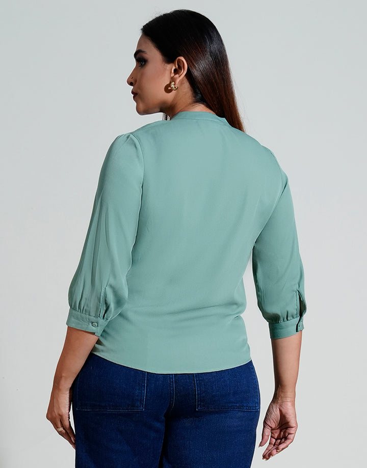 Chinese Collar Pintuck Blouse