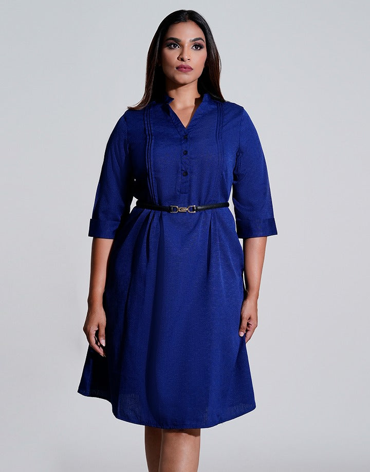 Half Placket Pintuck Dress