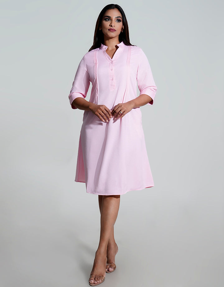 Half Placket Pintuck Dress