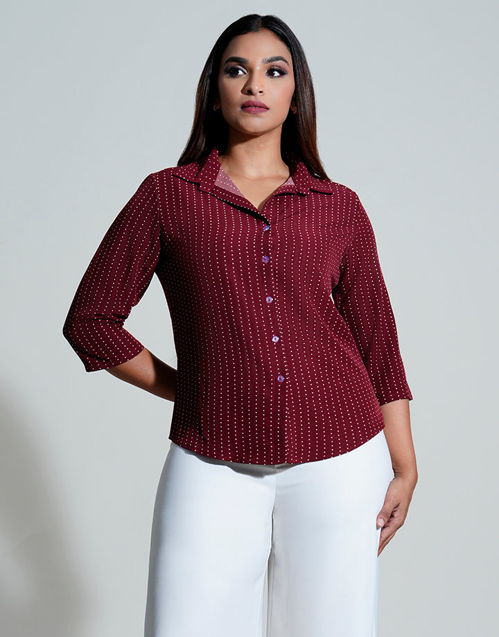Polka Dotted Button Down Blouse