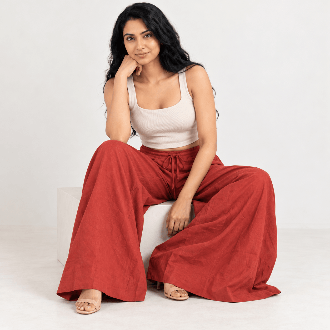 TAWNY DRIFT Cotton Linen Wide Leg Pants