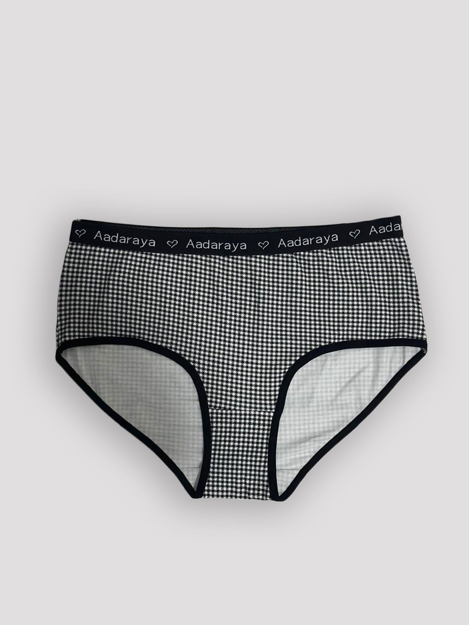 Dina AD Logo Full Brief in Mini Check – from the Black, Scattered Dot, Mini Check & White Polka 4 Pack