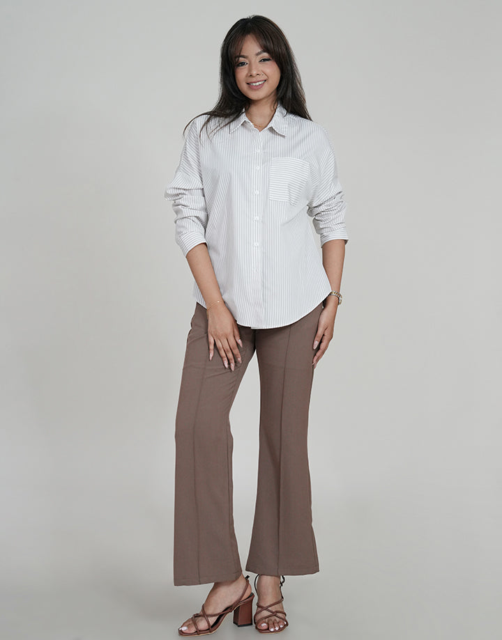 Button Down Drop Shoulder Blouse