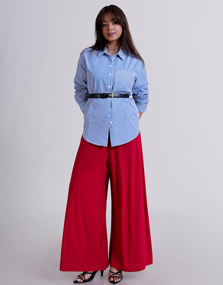 Button Down Drop Shoulder Blouse