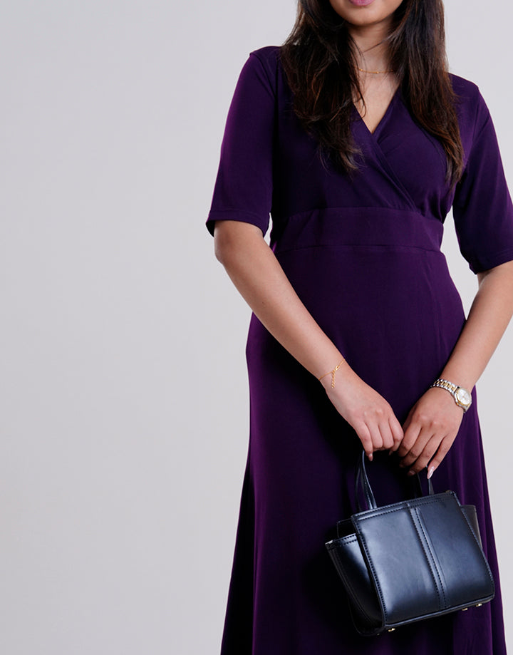 Crossover Front Slit Dress