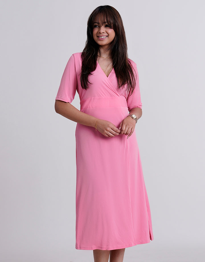 Crossover Front Slit Dress