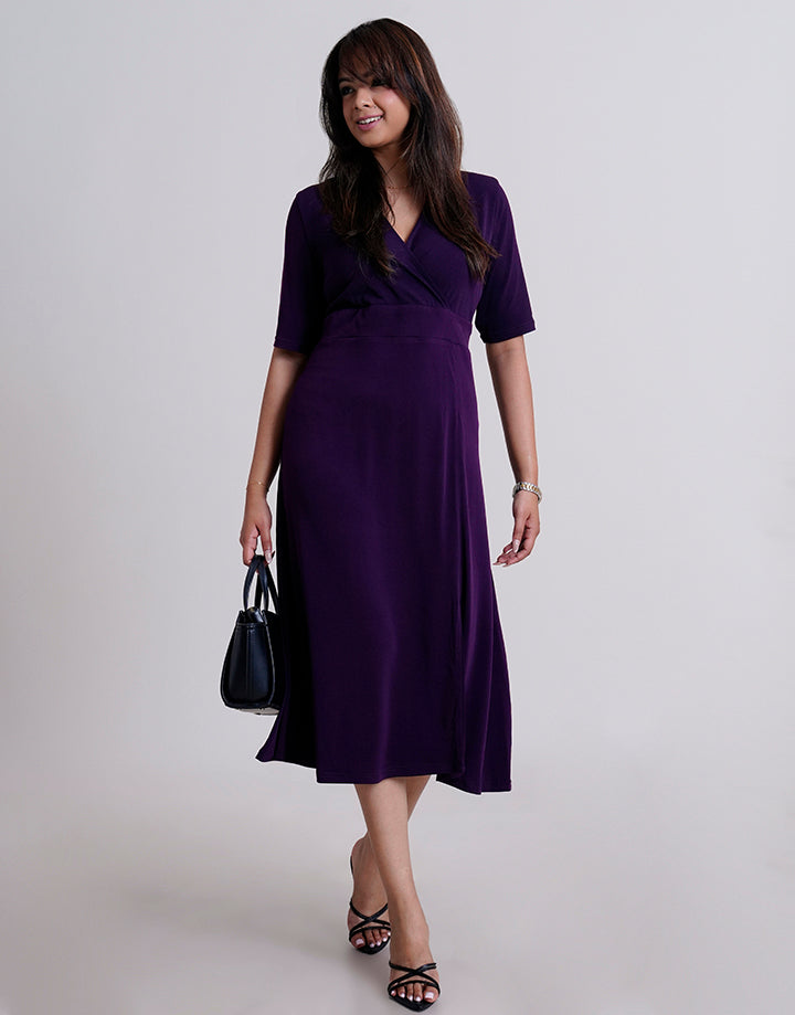 Crossover Front Slit Dress
