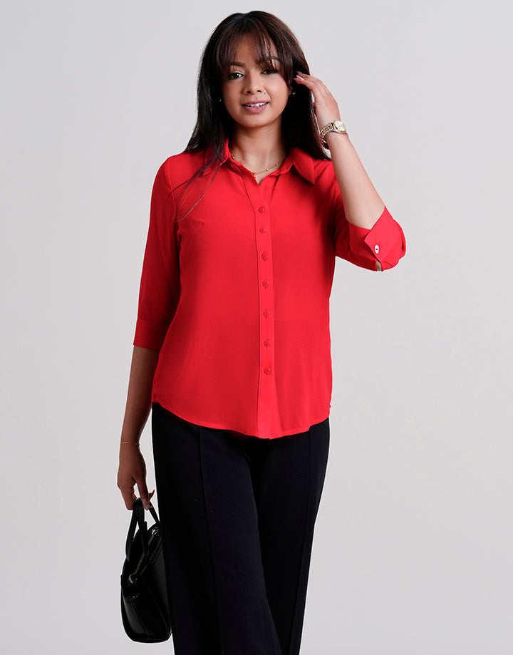 3/4 Sleeve Button Up Blouse