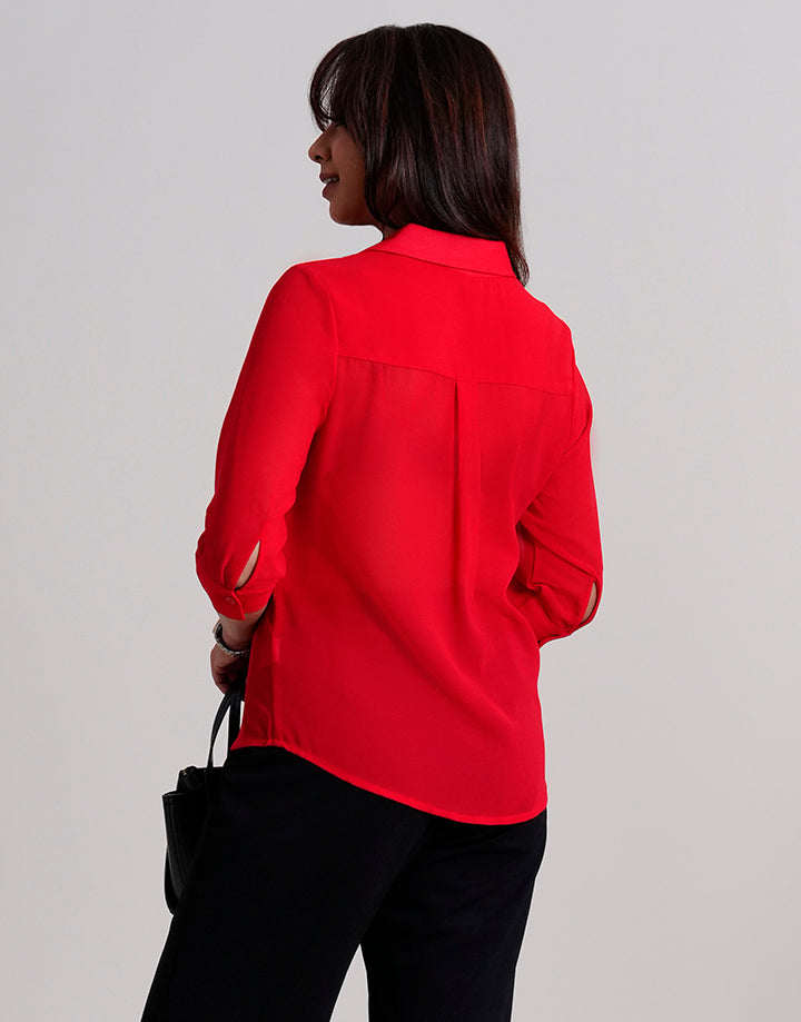 3/4 Sleeve Button Up Blouse