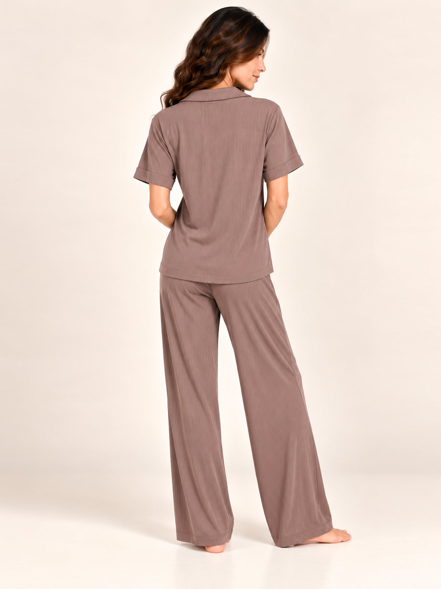 Adalyn modal long pyjama set in Antler – back view