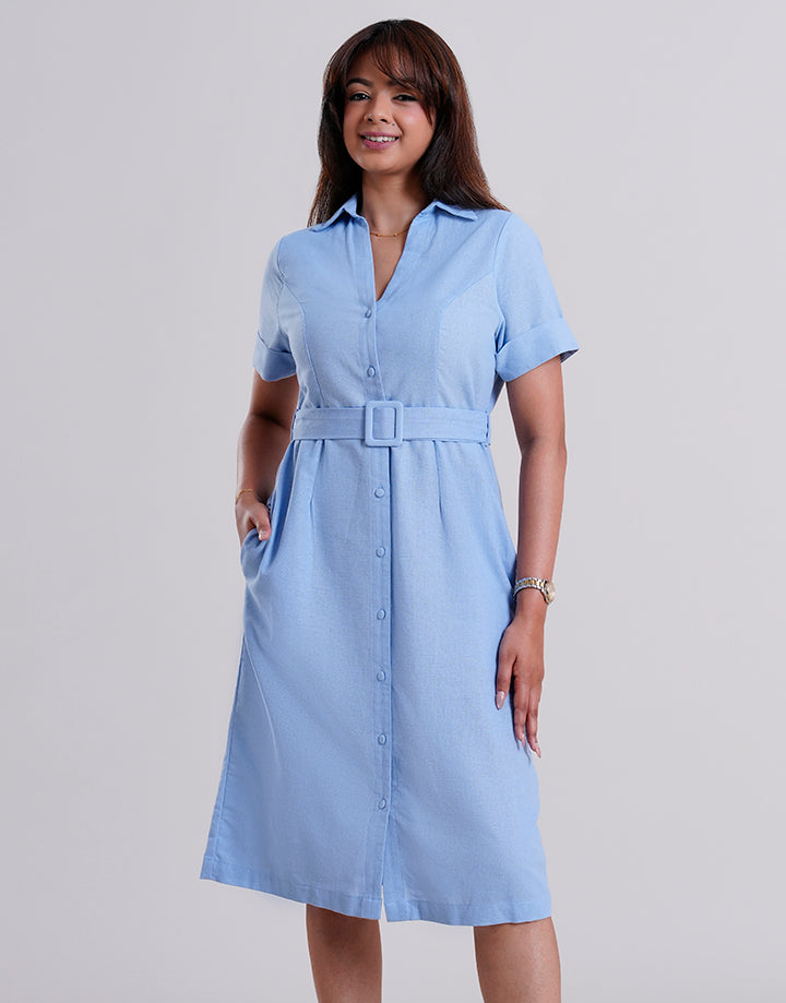 Short Sleeve Button Shirt Dress