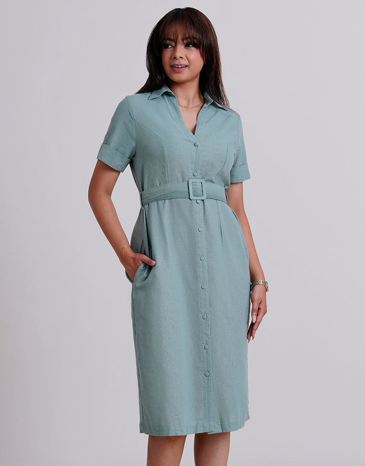 Short Sleeve Button Shirt Dress
