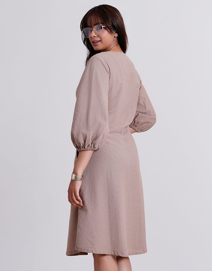 Puff Sleeve Button Down Dress