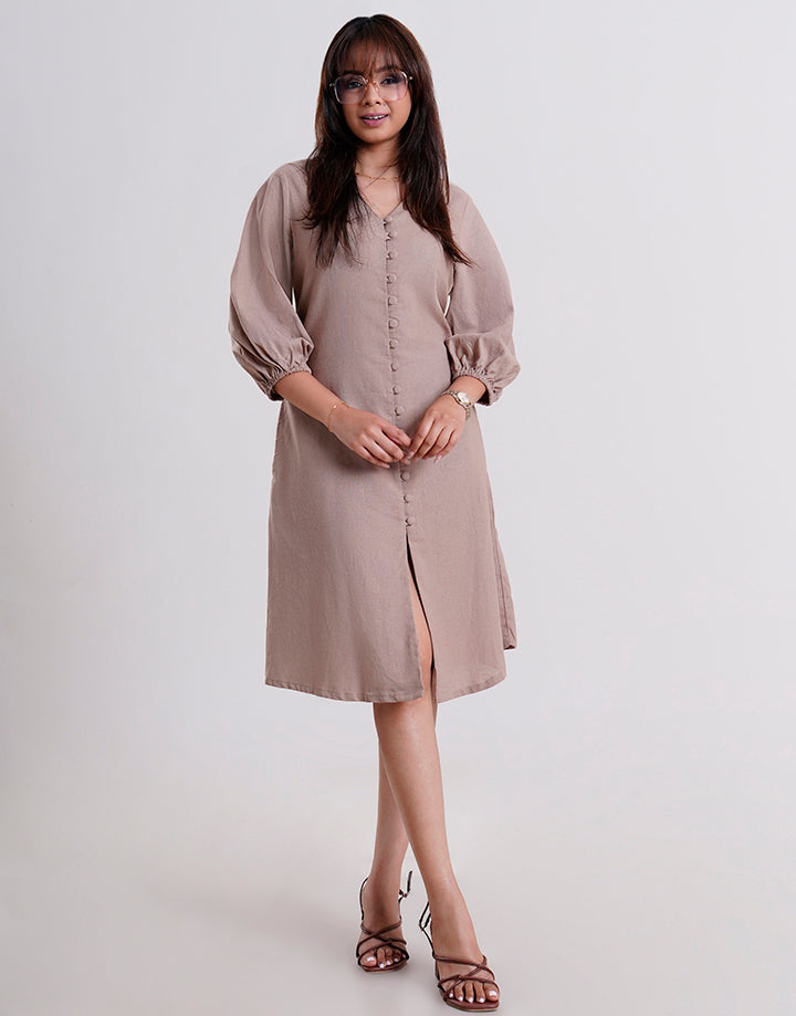 Puff Sleeve Button Down Dress
