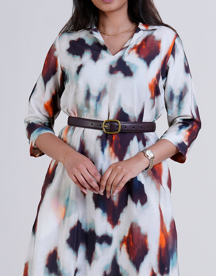 3/4 Sleeve Cuban Collar Dress