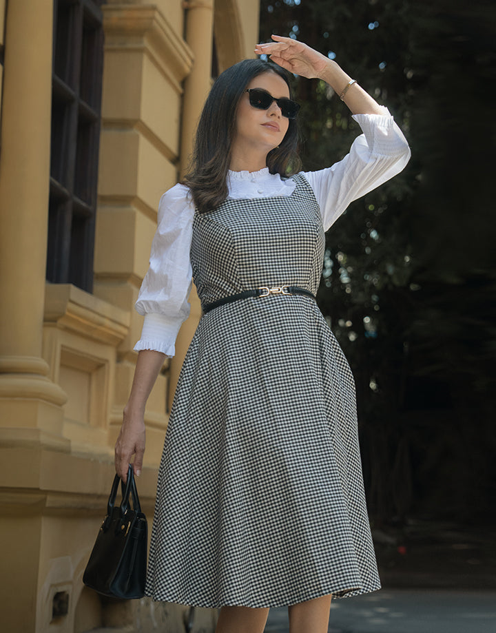 Smocked Sleeve with Button Up Blouse