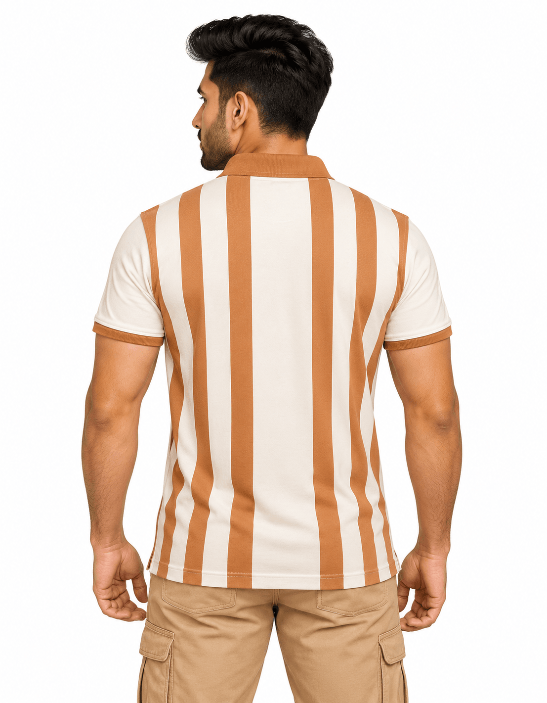 Back View Striped Polo Catalog Shot (3)