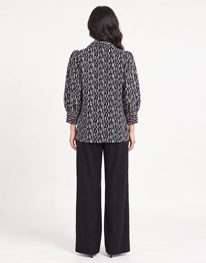 Shawl Collar Button Up Blouse