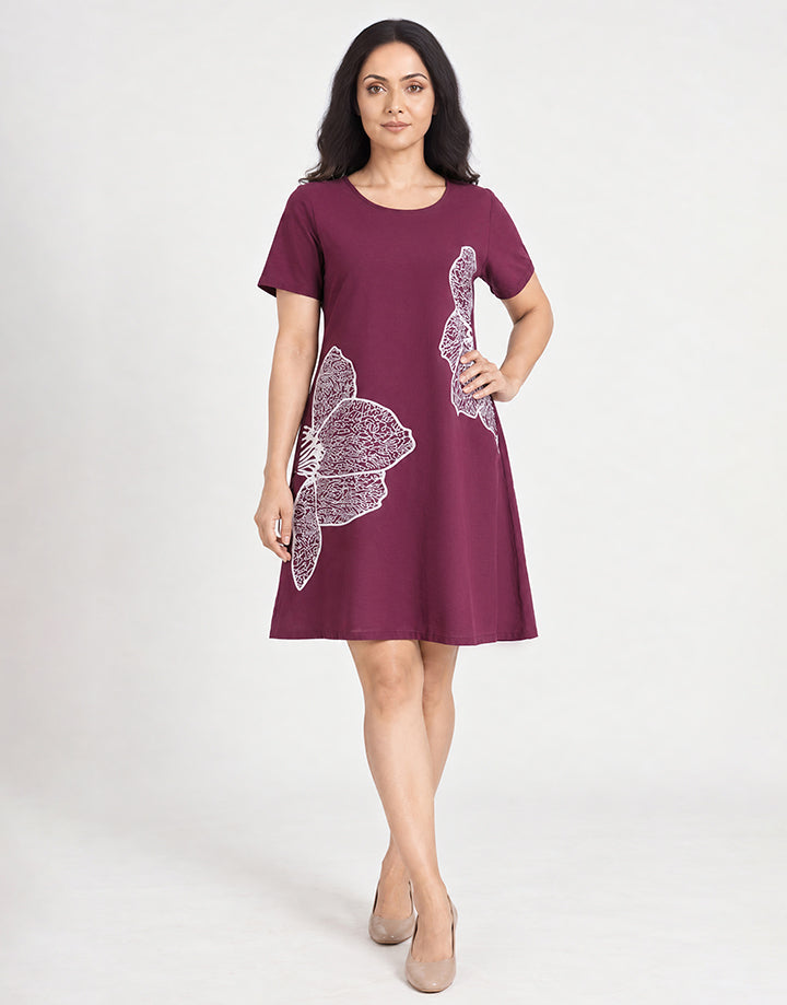 Short Sleeve Screen Print Dress