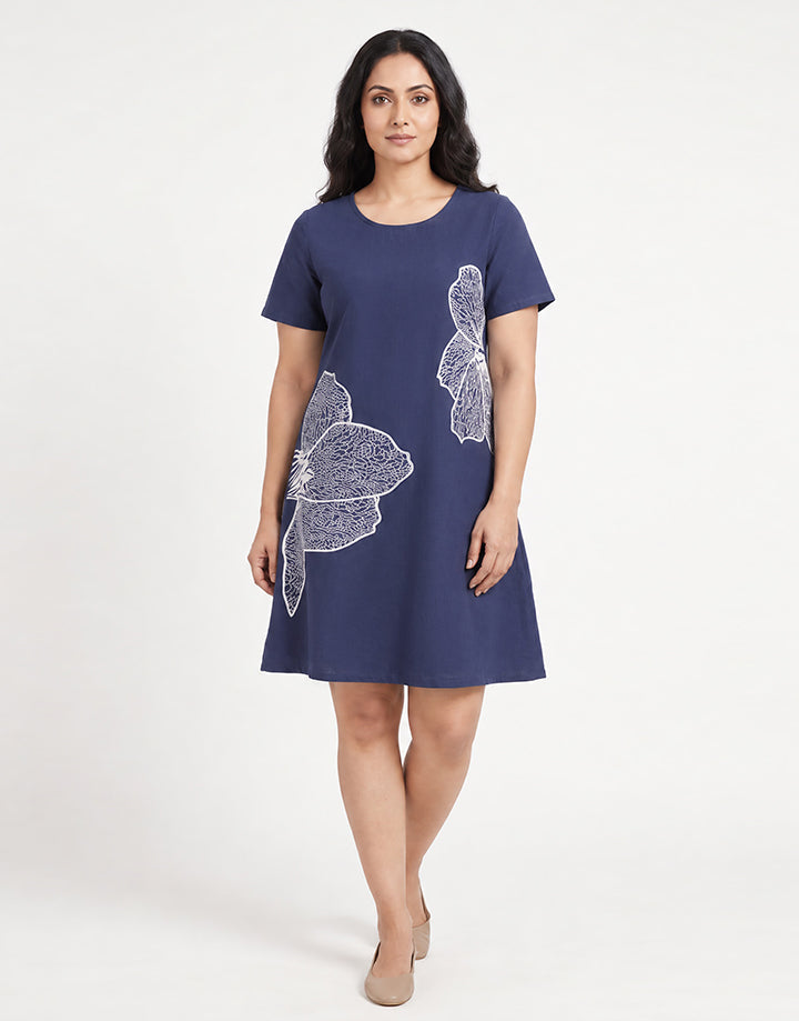 Short Sleeve Screen Print Dress
