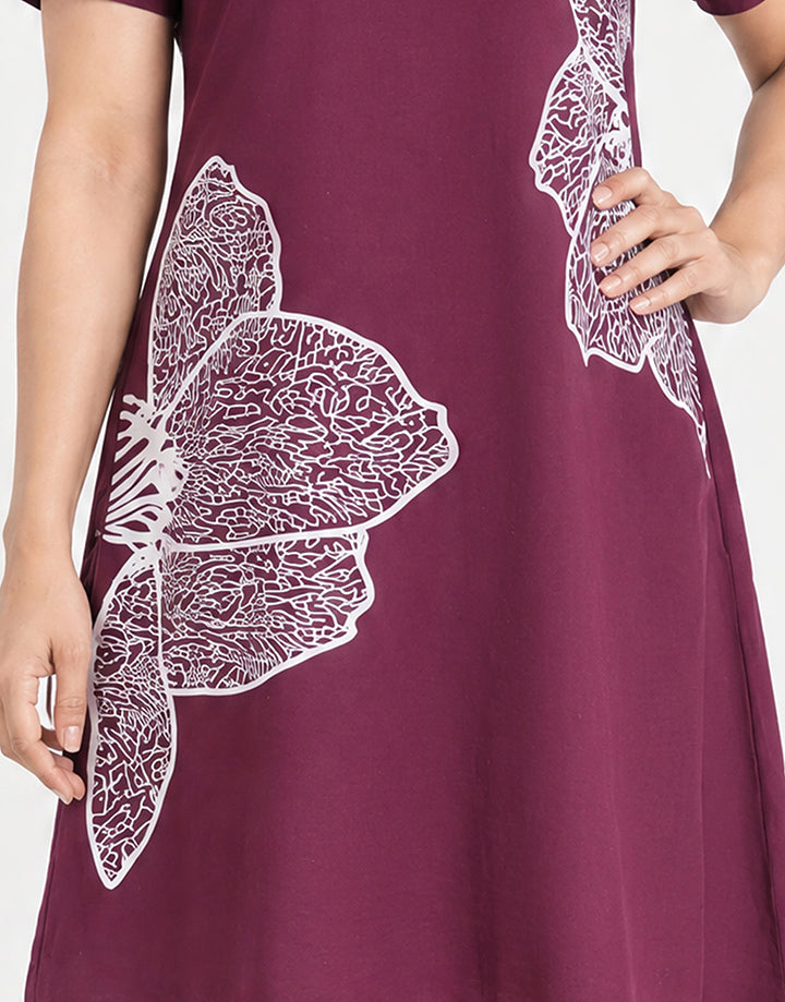 Short Sleeve Screen Print Dress